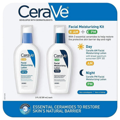 Cerave Facial Moisturizing Lotion Foaming Cleanser Set Am 24-hour