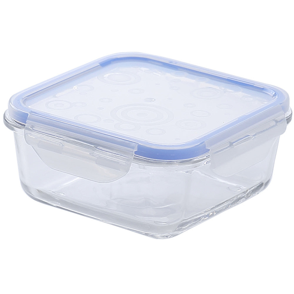 Creative Glass Lunch Box Round Rectangle Transparent Blue