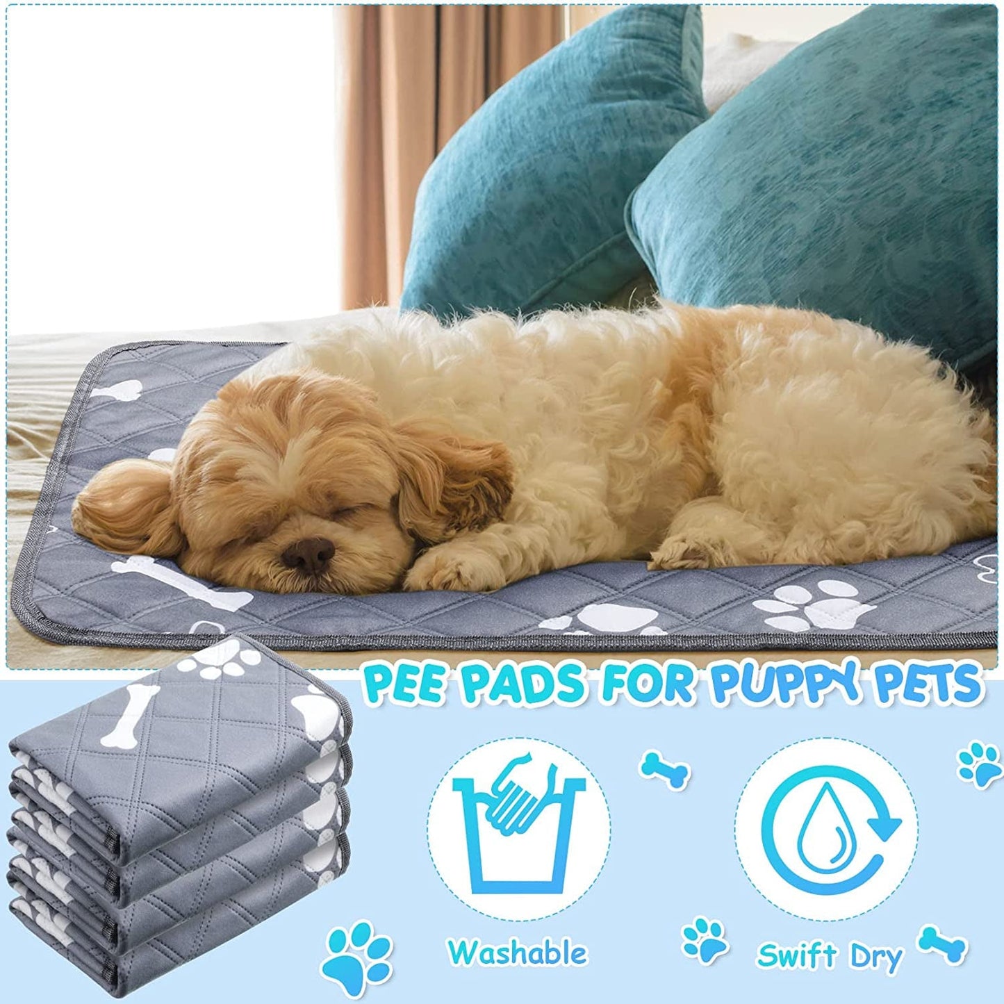 Amazon Basics Dog and Puppy Pee Pads with Leak-Proof Quick-Dry Design for Potty Training